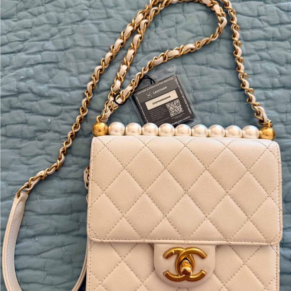 Chanel mini Cream Quilted Leather Shoulder Bag